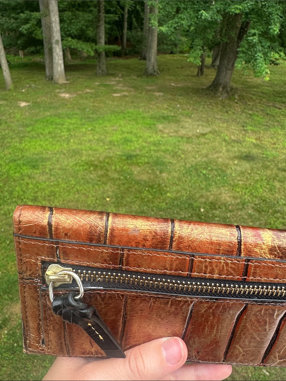 Dooney & Bourke Croc-Embossed Leather Wallet in Distressed Tan and Brown - Picture 8 of 16